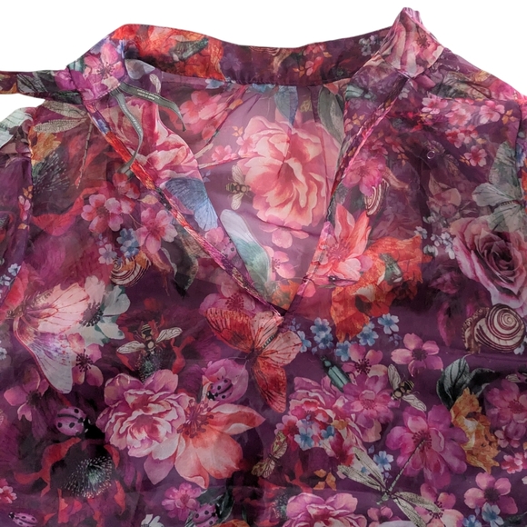 By Anthropologie Sheer Blouse Size 1X - Picture 9 of 11